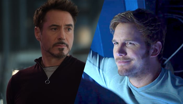 Robert Downey Jr em Capitão América Guerra Civil e Chris Pratt em Guardiões da Galáxia Vol. 2