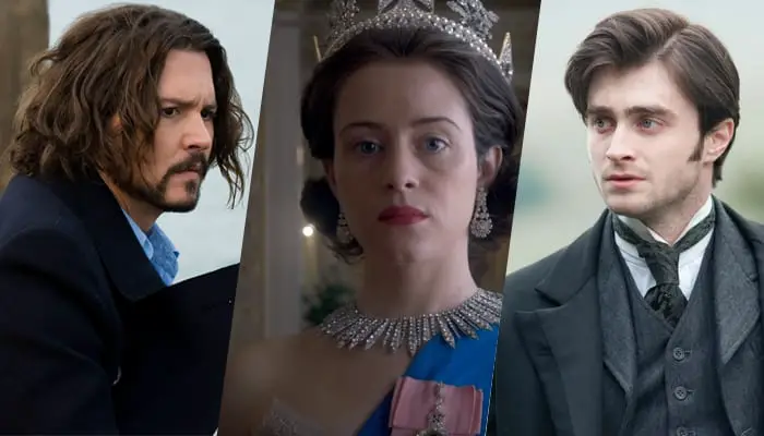 Johnny Depp em O Turista; Claire Foy em The Crown; Daniel Radcliffe em A Mulher de Preto